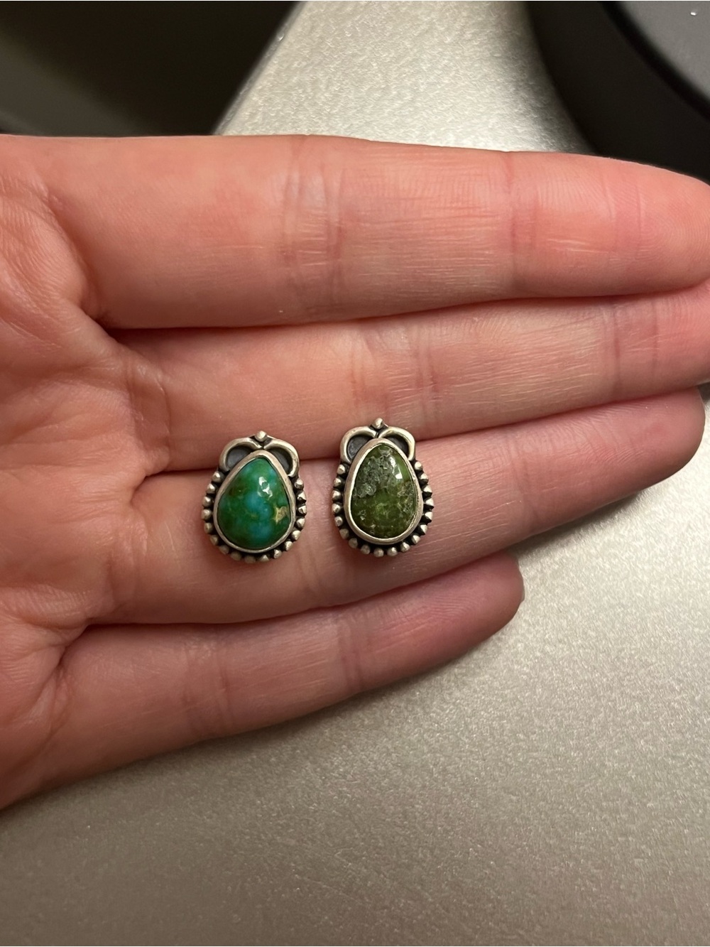 Sonoran Gold Turquoise Sterling Silver Teardrop Stud Earrings - Southwestern